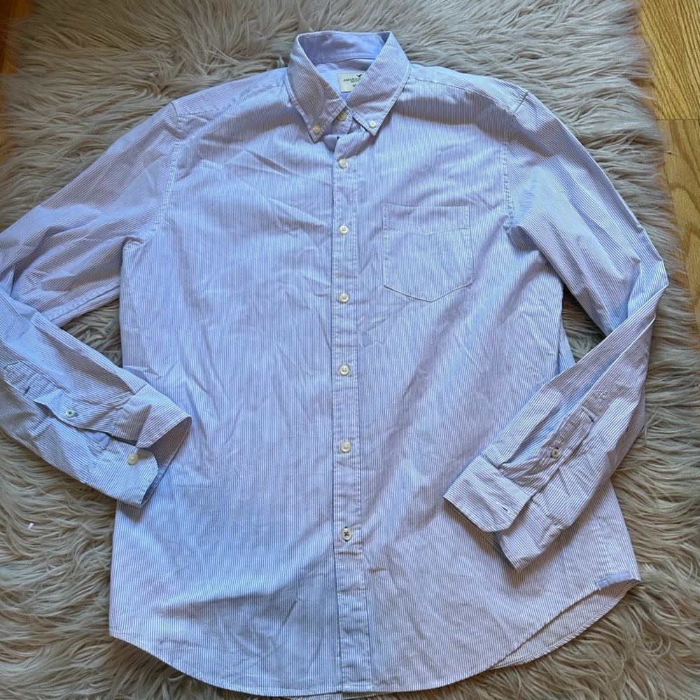 American Eagle Outfitters Blue Striped Men's Shirt